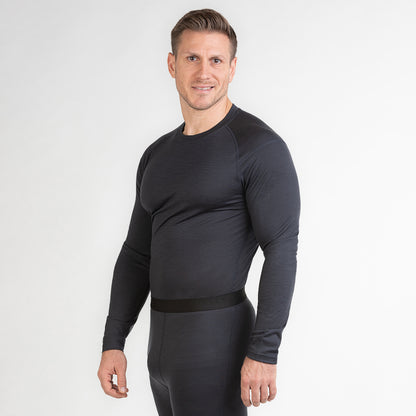 Merino Herren Unterhemd Langarmshirt Frontansicht von TOM FYFE in Anthrazit 