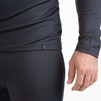 Merino Herren Unterhemd Langarmshirt Label von TOM FYFE in Anthrazit 
