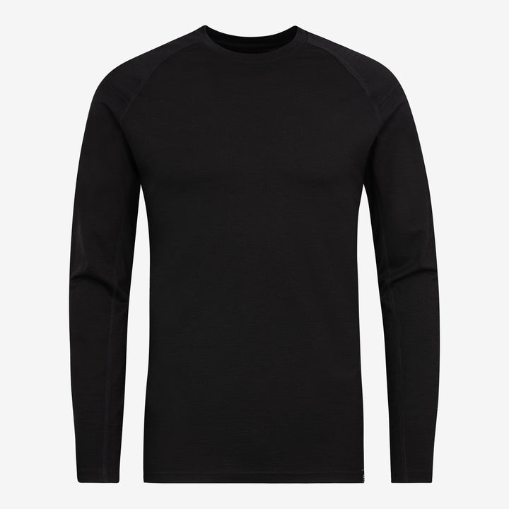 Merino Herren Unterhemd Langarmshirt Frontansicht von TOM FYFE in Schwarz #farbe_schwarz