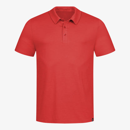 Merino Polo Herren Frontansicht von TOM FYFE in Coral Red 