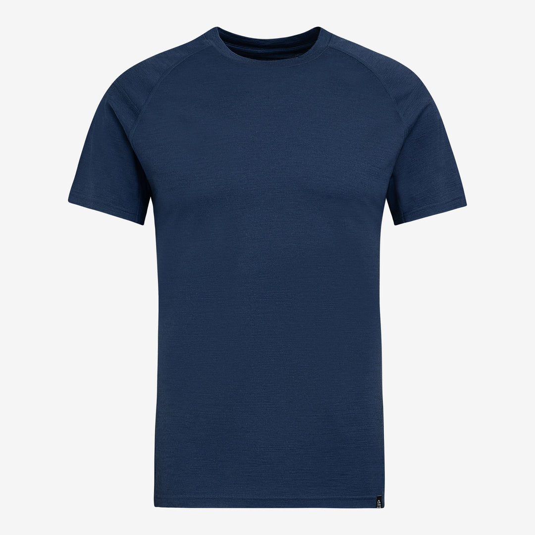 Merino Herren Unterhemd T-Shirt Frontansicht von TOM FYFE in Marine #farbe_marine