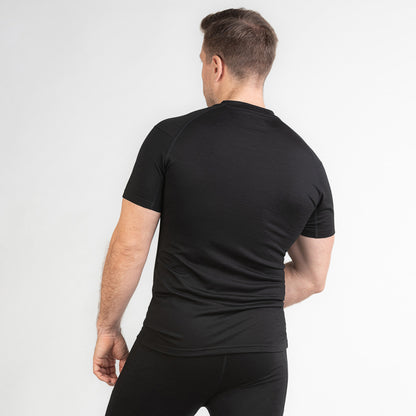 Merino Herren Unterhemd T-Shirt Hinteransicht von TOM FYFE in Schwarz 