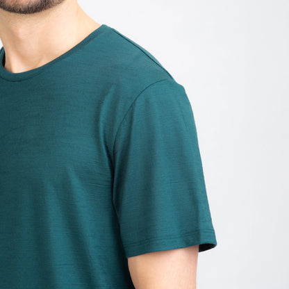 TOM FYFE Merino Herren T-Shirt Regular Fit in Deep Teal, Kragen TF505001 