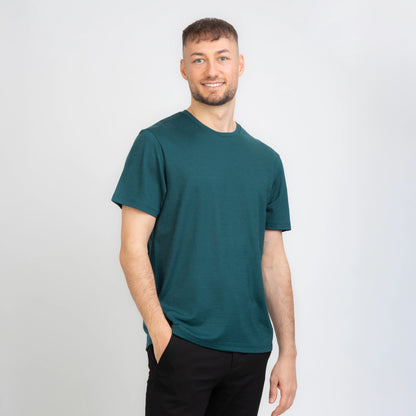TOM FYFE Merino Herren T-Shirt Regular Fit in Deep Teal, Seitenansicht TF505001 
