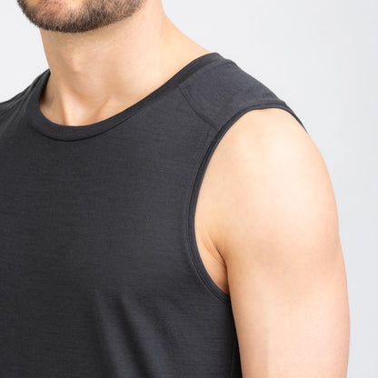 TOM FYFE Merino Herren Tank Top in Anthrazit, Kragen TF101007 