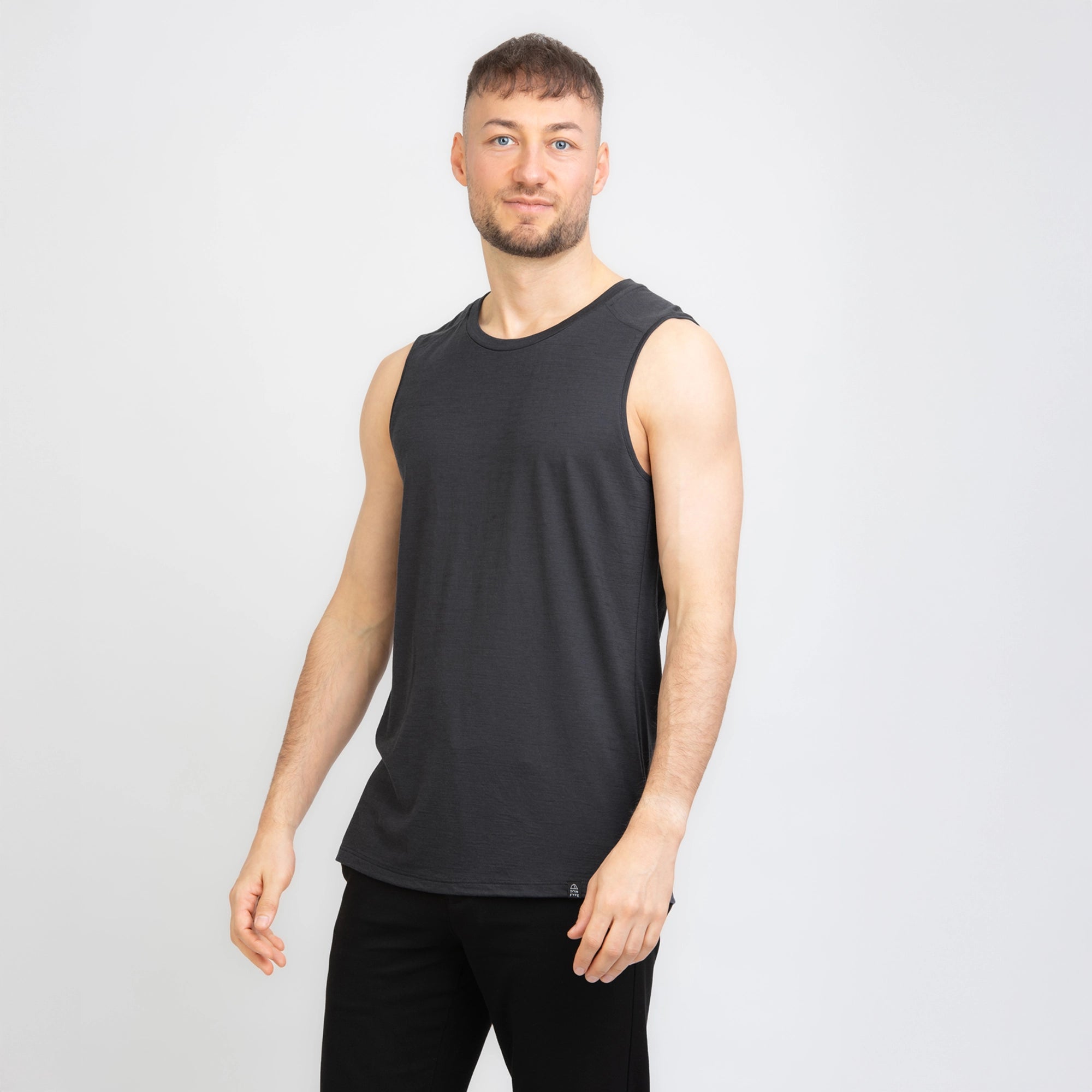 TOM FYFE Merino Herren Tank Top in Anthrazit, Seitenansicht TF101007 