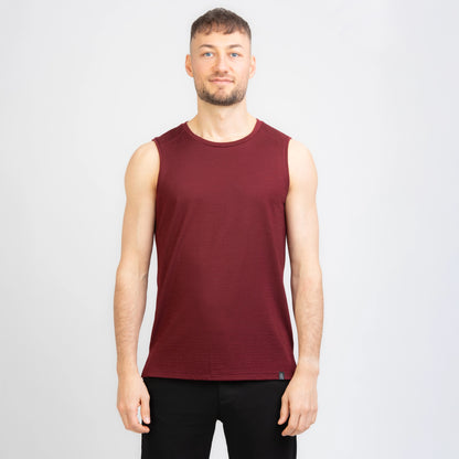 TOM FYFE Merino Herren Tank Top in Burgundy, Frontansicht TF101007 