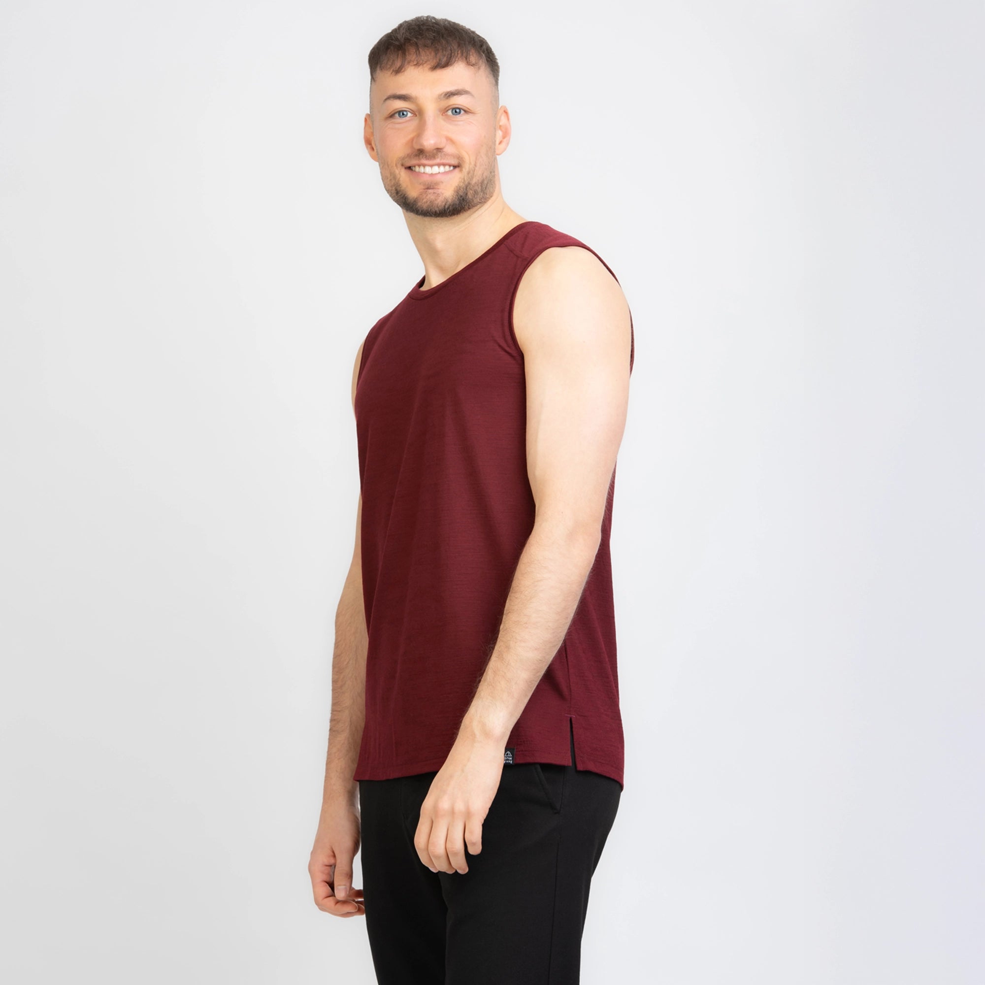 TOM FYFE Merino Herren Tank Top in Burgundy, Seitenansicht TF101007 