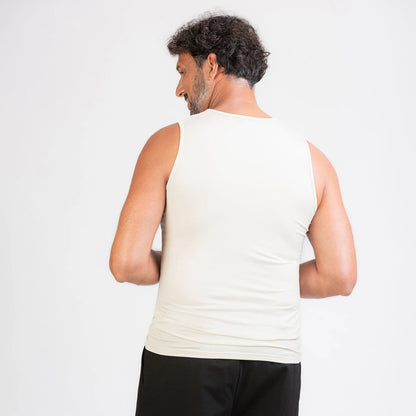 TOM FYFE Merino Herrren Stretch 240 Tank Top in Cream White, Rückansicht TF101009 