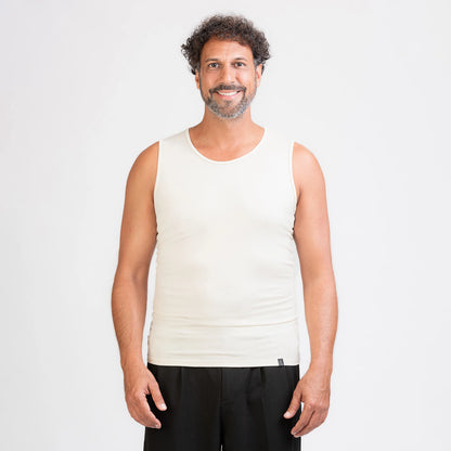 TOM FYFE Merino Herrren Stretch 240 Tank Top in Cream White, Frontansicht TF101009 