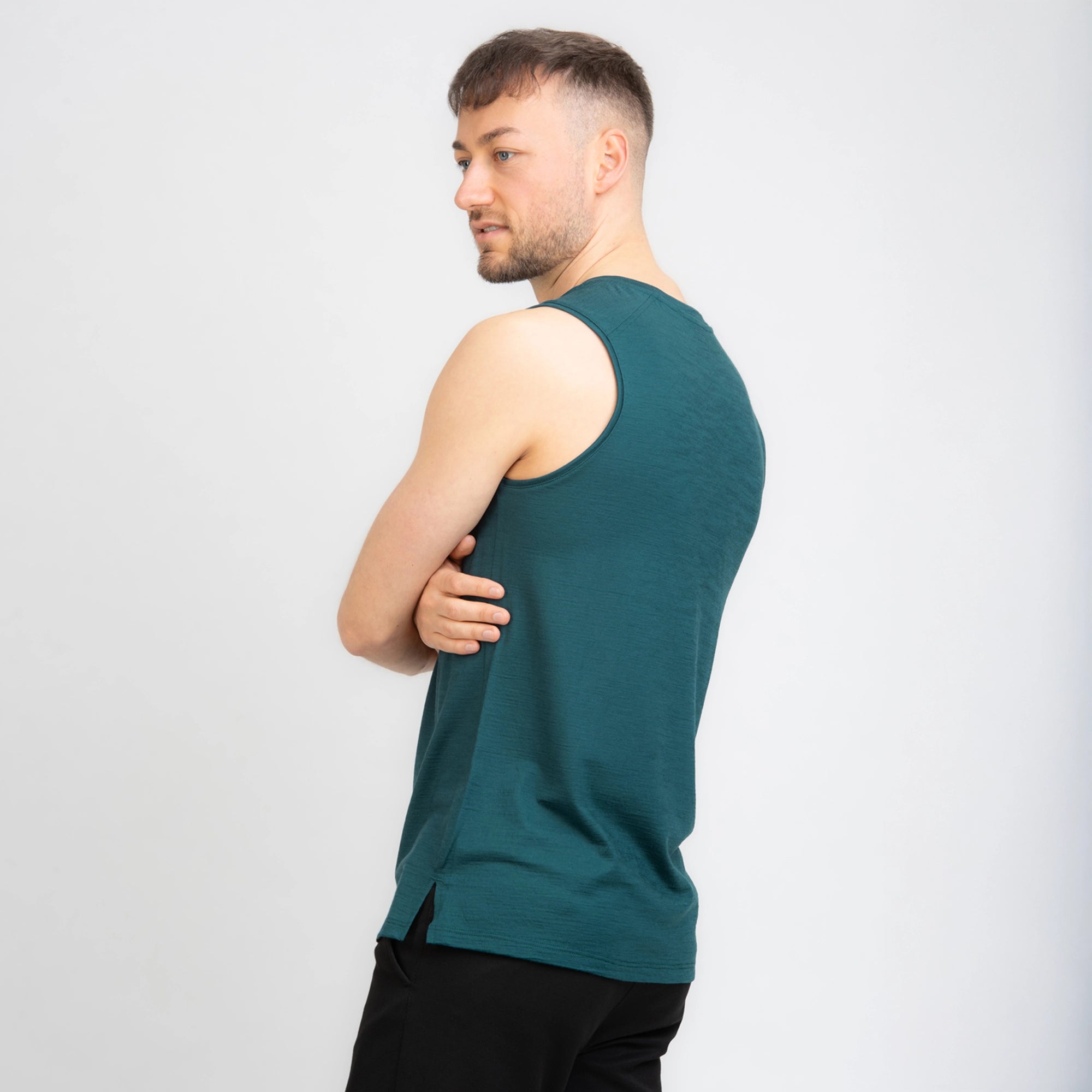 TOM FYFE Merino Herren Tank Top in Deep Teal, Rückansicht TF101007 