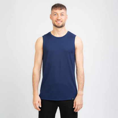 TOM FYFE Merino Herren Tank Top in Marine, Frontansicht TF101007 