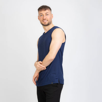 TOM FYFE Merino Herren Tank Top in Marine, Seitenansicht TF101007 