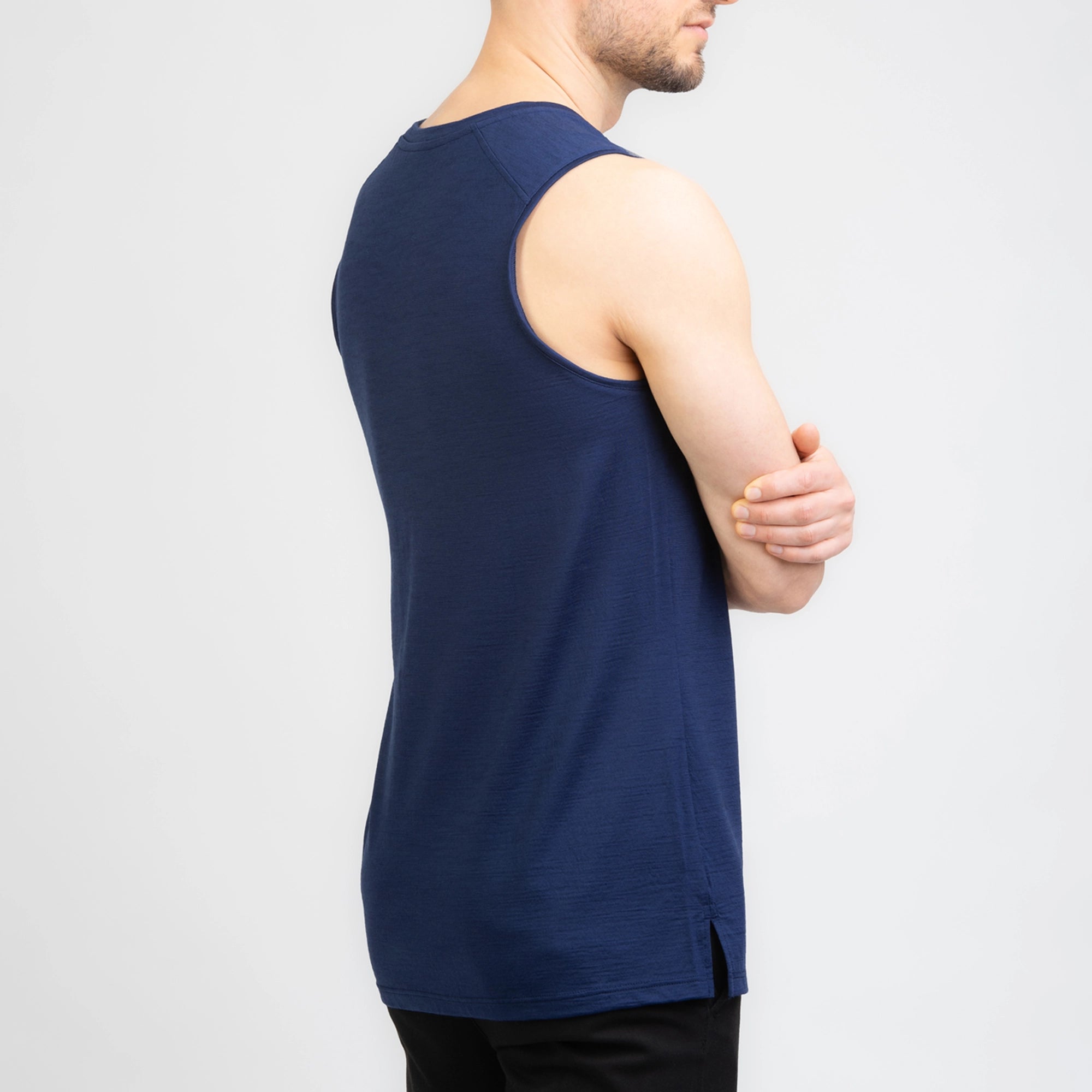 TOM FYFE Merino Herren Tank Top in Marine, zweite Seitenansicht TF101007 #farbe_marine