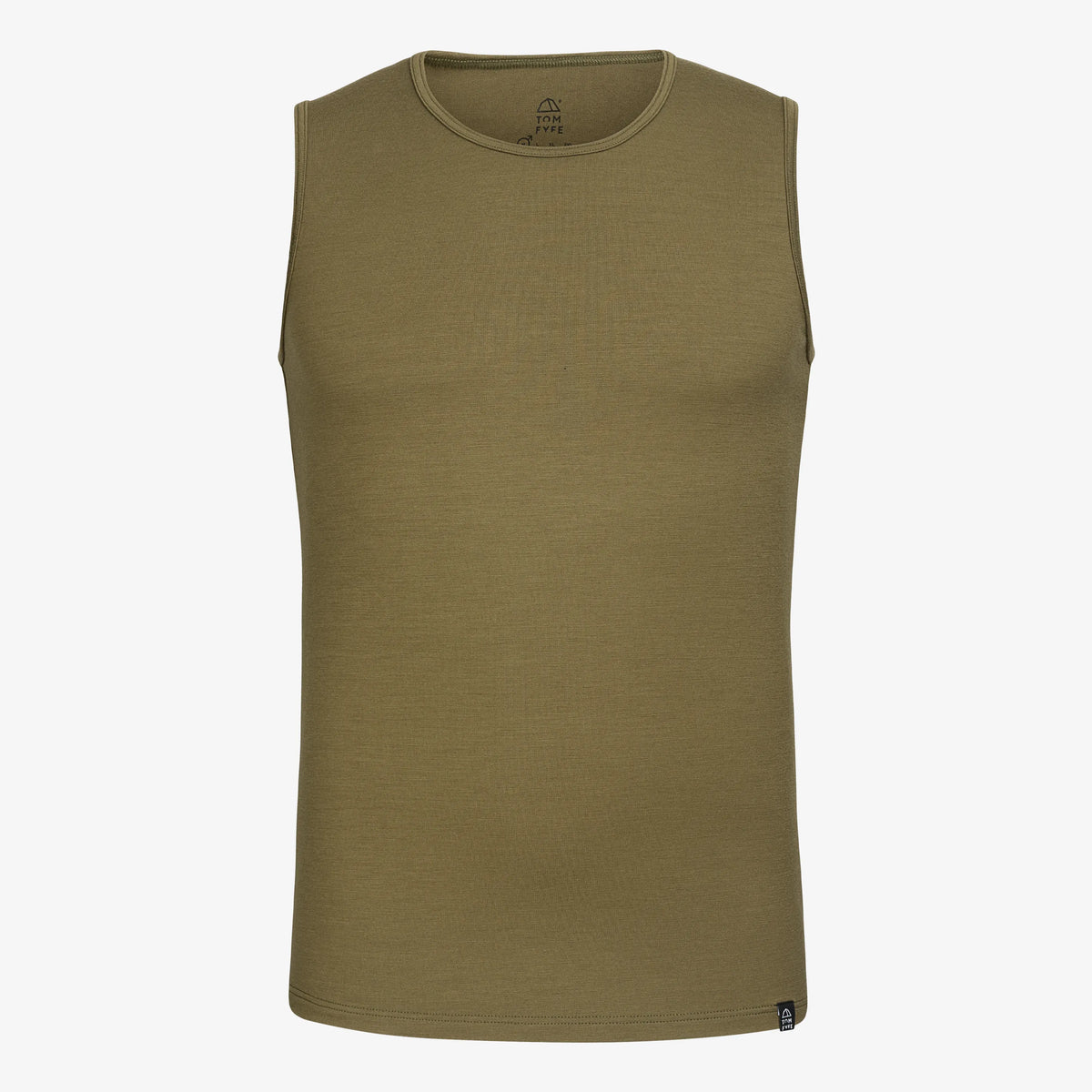 TOM FYFE Merino Herrren Stretch 240 Tank Top in Deep Olive, Hollowman TF101009 