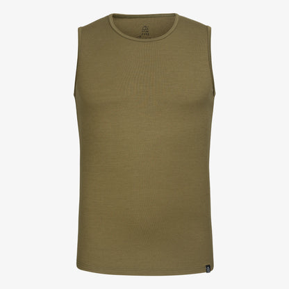 TOM FYFE Merino Herrren Stretch 240 Tank Top in Deep Olive, Hollowman TF101009 