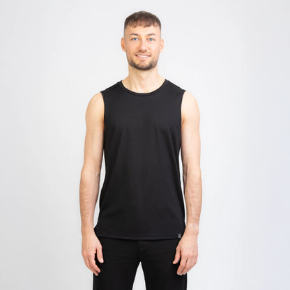 TOM FYFE Merino Herren Tank Top in Schwarz, Frontansicht TF101007 