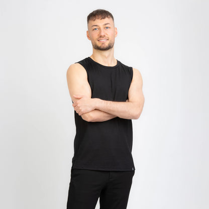 TOM FYFE Merino Herren Tank Top in Schwarz, zweite Frontansicht TF101007 