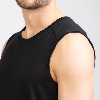 TOM FYFE Merino Herren Tank Top in Schwarz, Kragen TF101007 
