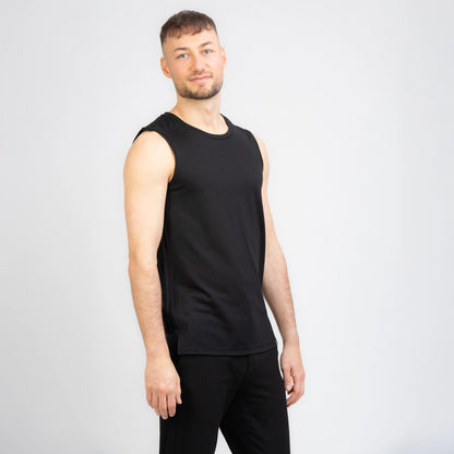 TOM FYFE Merino Herren Tank Top in Schwarz, Seitenansicht TF101007 
