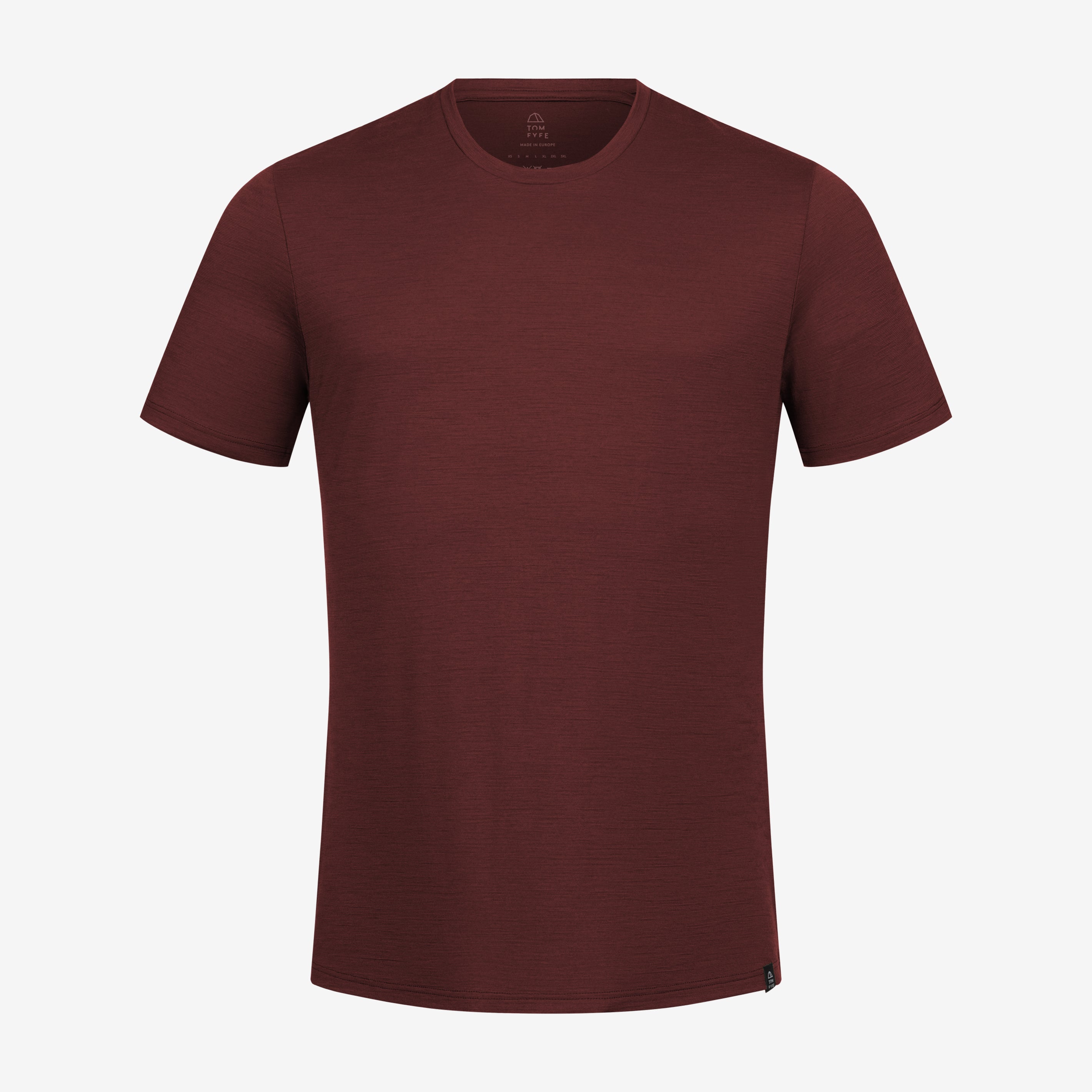 Merino Herren Shirt Frontansicht von Tom Fyfe in Burgundy 