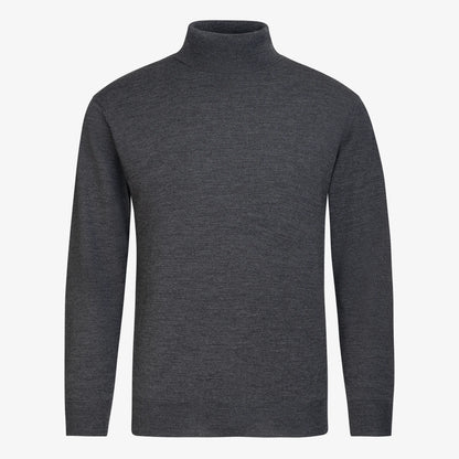 TOM FYFE Merino Herren Turtleneck-Pullover in Dark Gray Melange Hollowman 