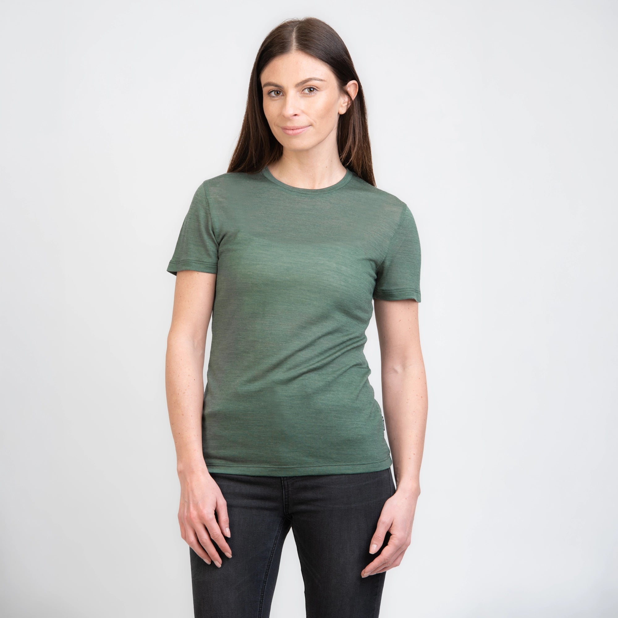 TOM FYFE Merino Damen T-Shirt Slim Fit Thyme Frontansicht TF202008 #farbe_thyme-green