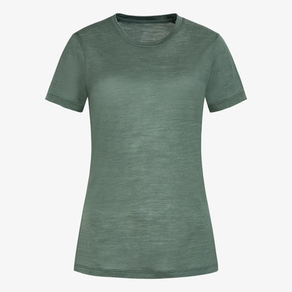 Merino Lyocell T-Shirt Slim Fit Damen Frontansicht von TOM FYFE in Thyme Green