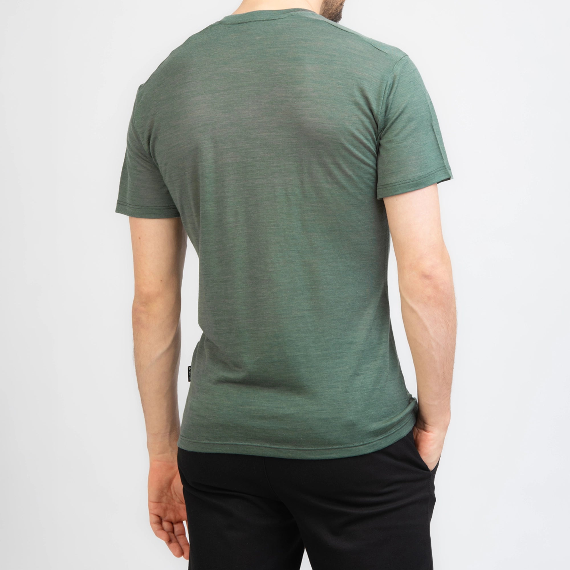 TOM FYFE Merino Herren T-Shirt Slim Fit Thyme Rückenansicht TF101008 #farbe_thyme-green