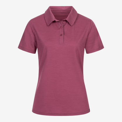 Merino Polo Damen Frontansicht von TOM FYFE in Brombeere 