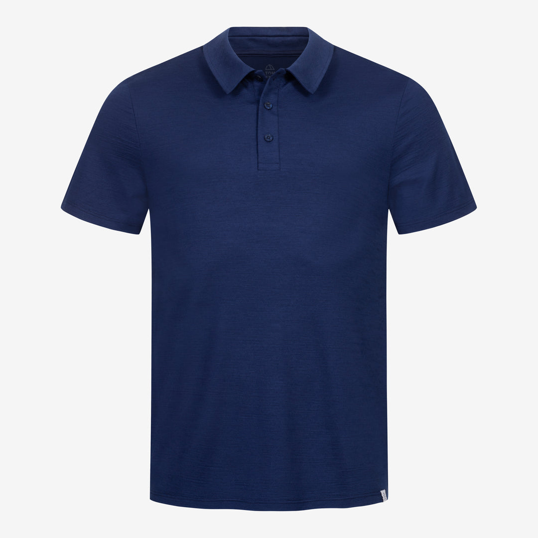 Merino Polo Herren Frontansicht von TOM FYFE in Marine #farbe_marine