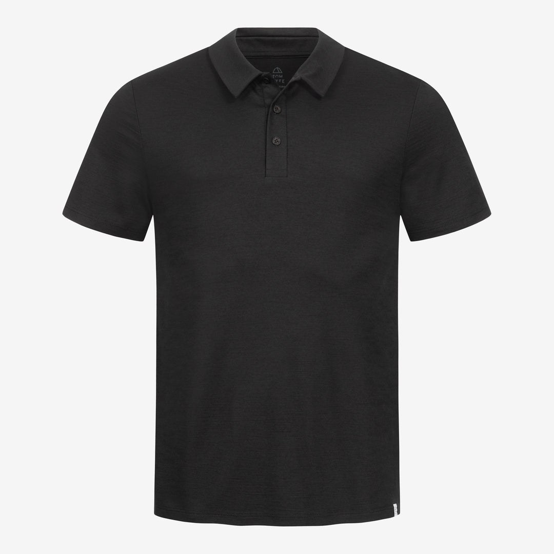 Merino Polo Herren Frontansicht von TOM FYFE in Schwarz #farbe_schwarz