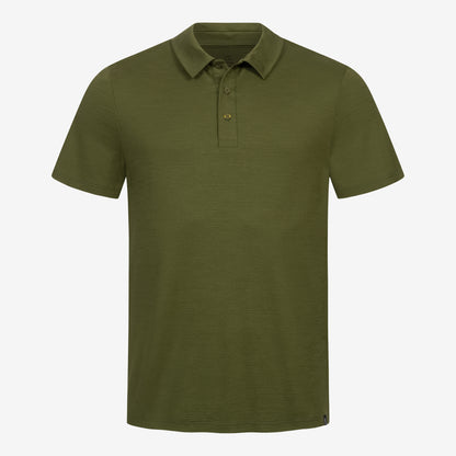 Merino Polo Herren Frontansicht von TOM FYFE in Waldgrün 