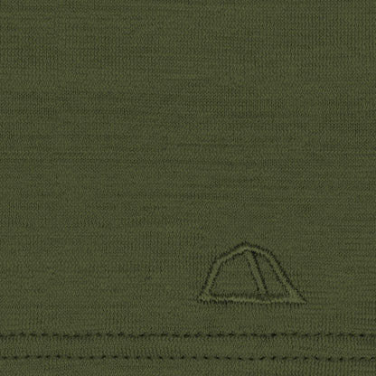 Merino Schlauchschal Multifunktionstuch gelegt mit gesticktem Logo von Tom Fyfe in Waldgruen 