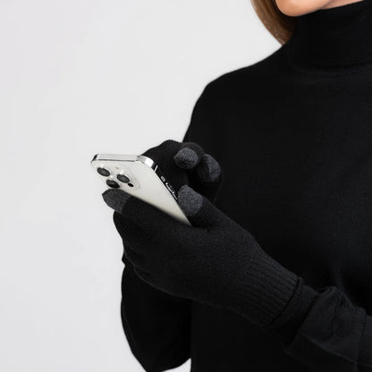 Merino Touchscreen Strickhandschuhe Hände Smartphone von TOM FYFE in Schwarz 