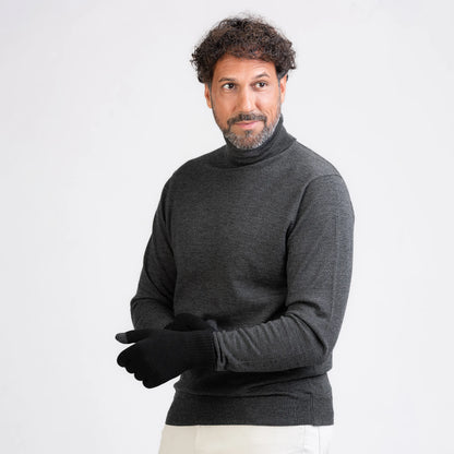 Merino Touchscreen Strickhandschuhe Hände von TOM FYFE in Schwarz 