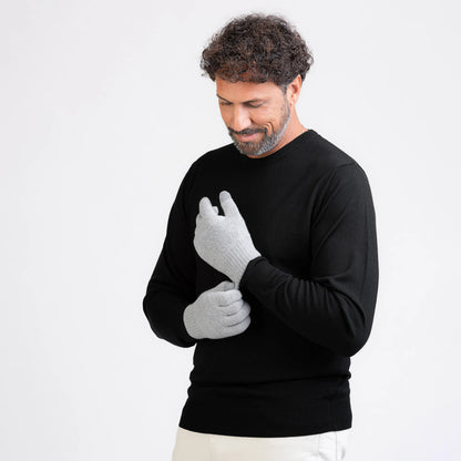 Merino Touchscreen Strickhandschuhe Hände von TOM FYFE in Gray Melange 