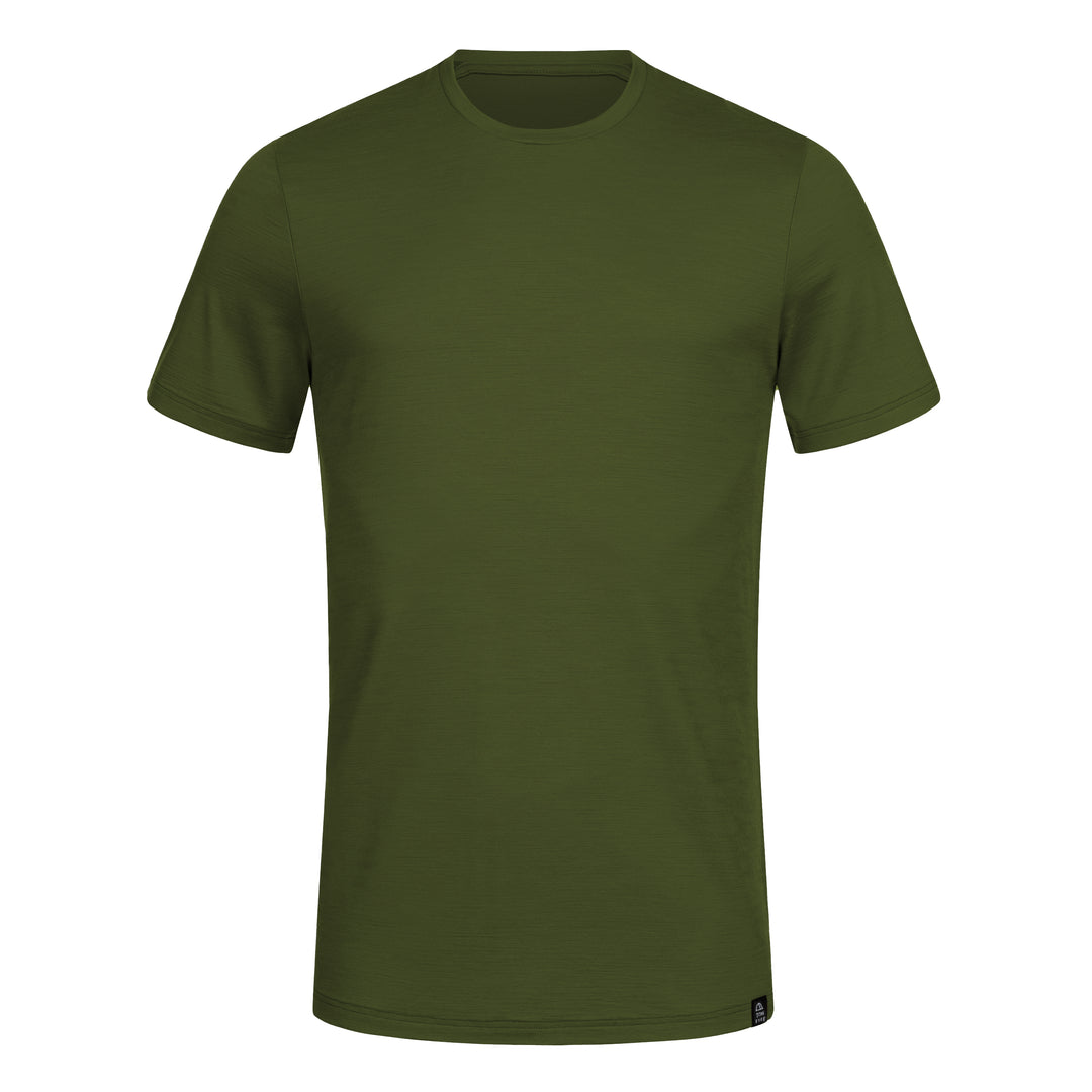 Merino Herren Shirt Frontansicht von Tom Fyfe in Waldgrün #farbe_waldgruen