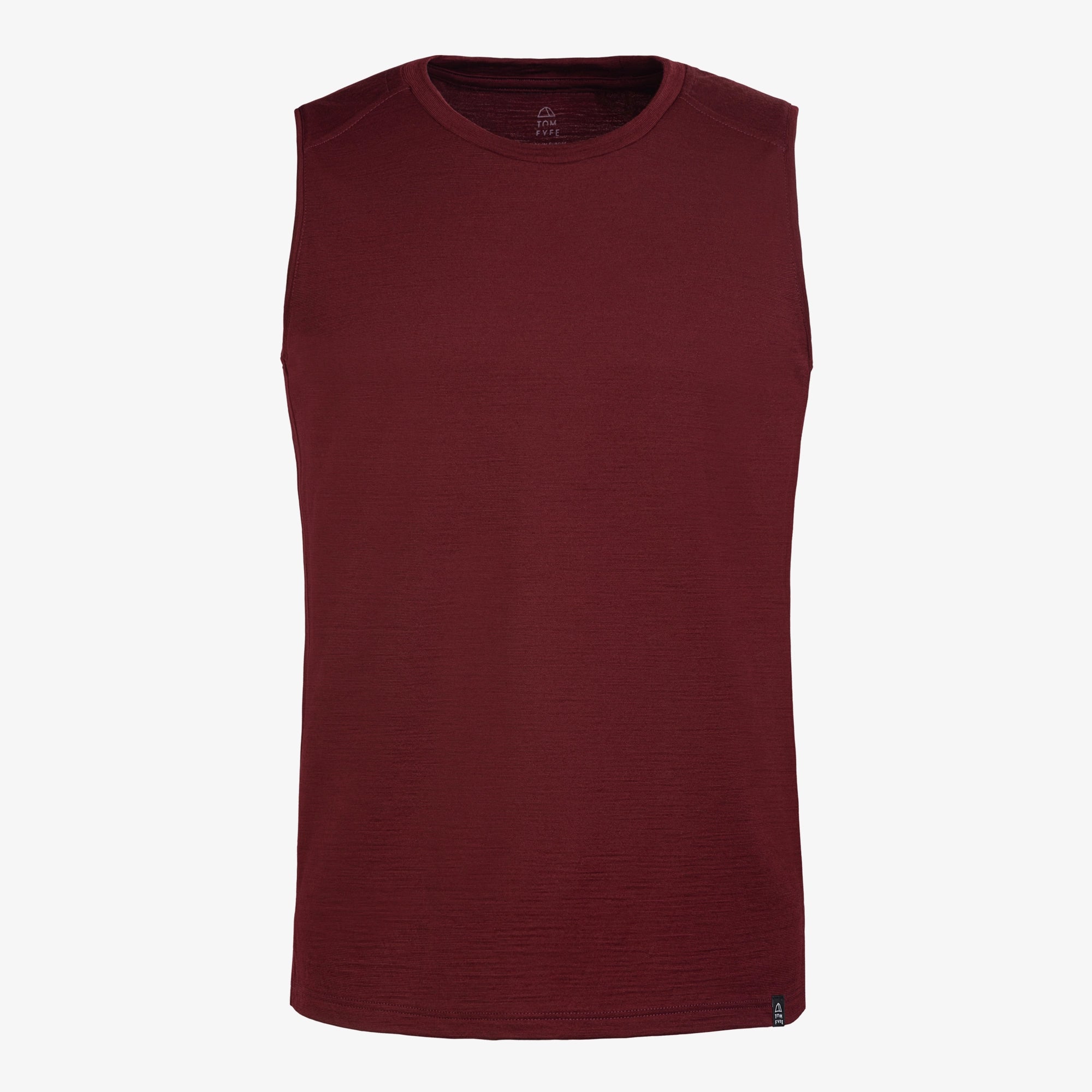 Merino Herren Tank-Top TF101007 Frontansicht von TOM FYFE in Burgundy 