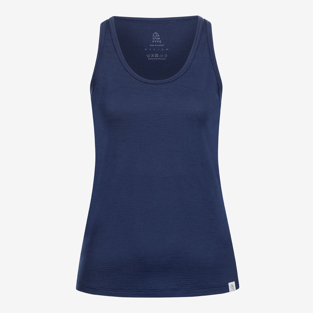 Merino Damen Tank-Top von Tom Fyfe in Marine Frontansicht #farbe_marine