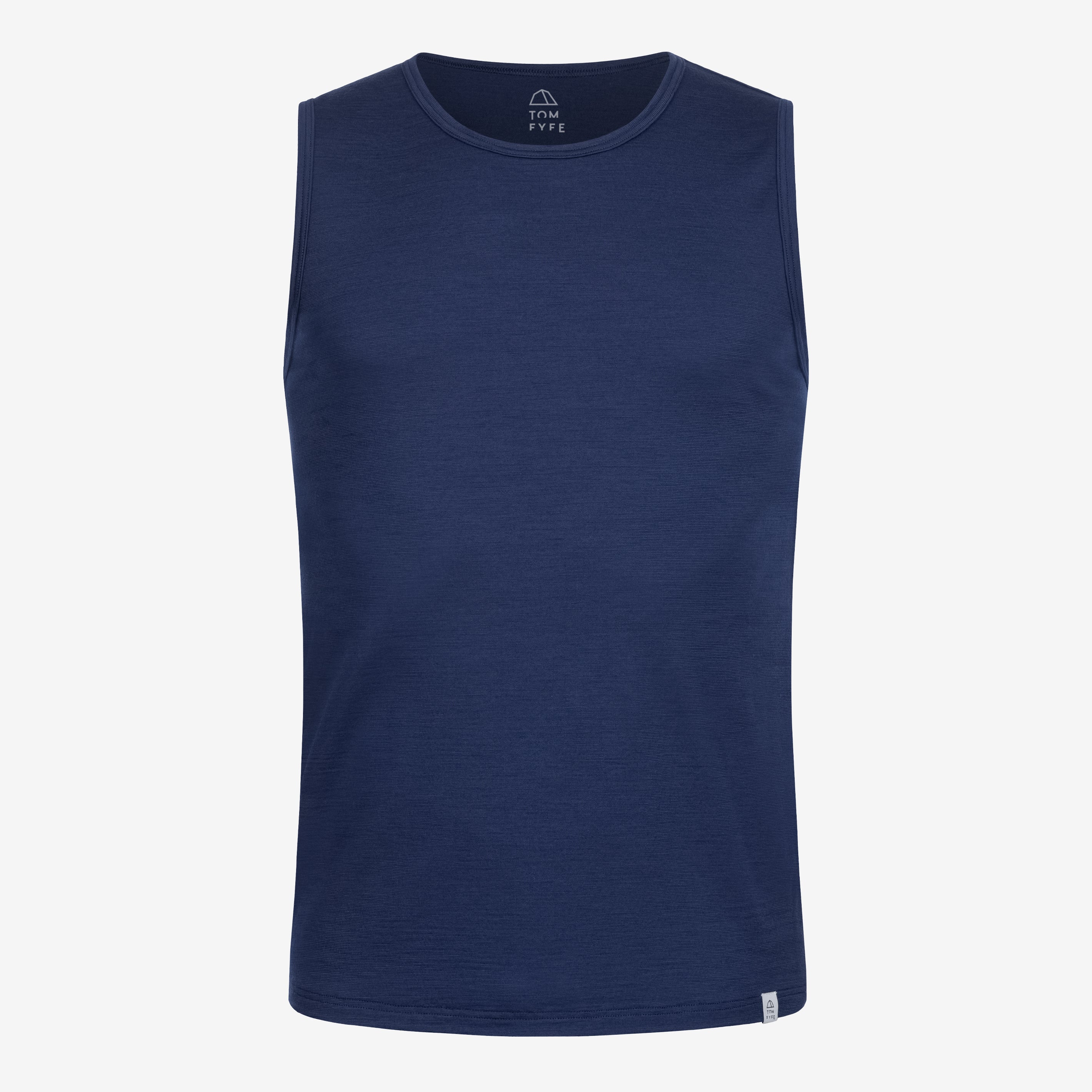 Merino Herren Tank-Top Frontansicht von Tom Fyfe in Marine #farbe_marine