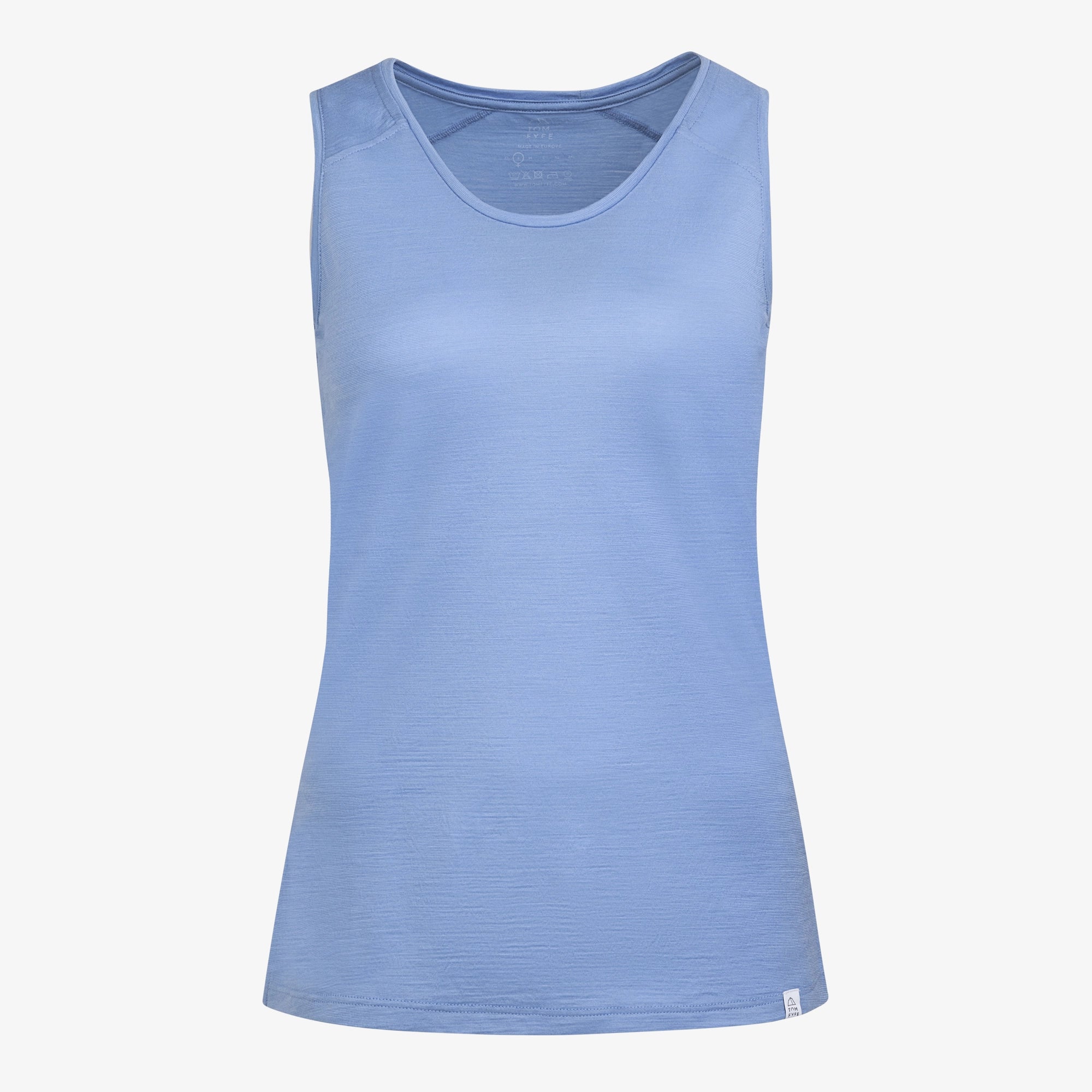 Merino Damen Tank-Top TF202007 von TOM FYFE in Steel Blue Frontansicht 