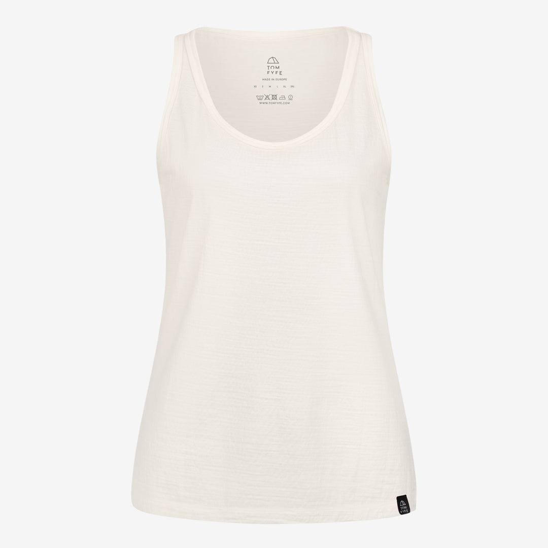 Merino Damen Tank-Top von Tom Fyfe in Weiss Frontansicht #farbe_wollweiss