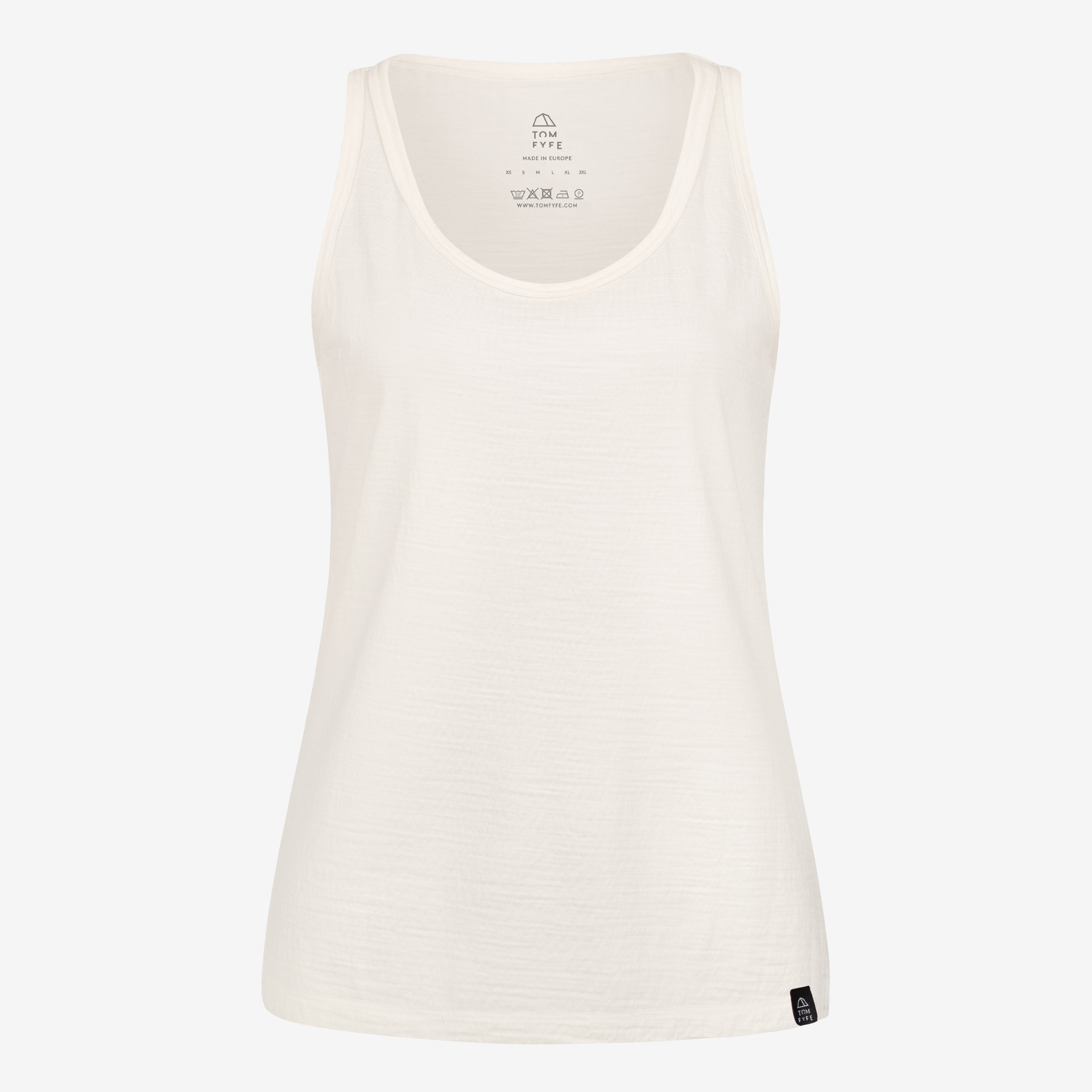 Merino Damen Tank-Top von Tom Fyfe in Weiss Frontansicht 