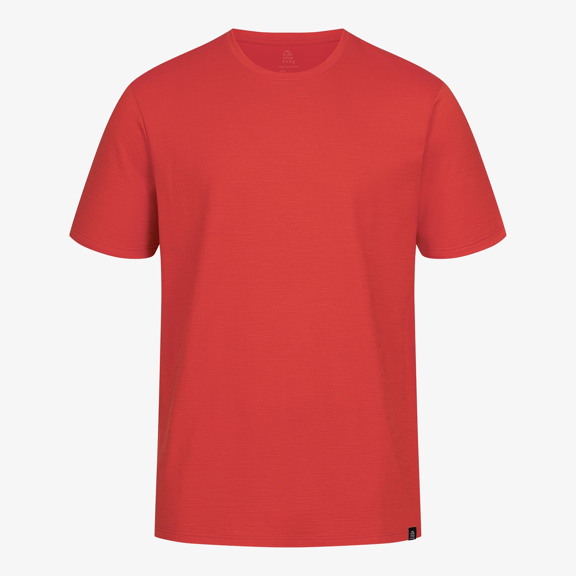 Merino T-Shirt Regular Fit Unisex Frontansicht von TOM FYFE in Coral Red 