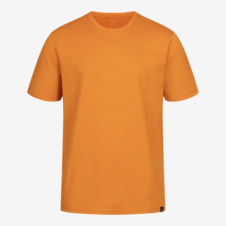 Merino T-Shirt Regular Fit Unisex Frontansicht von TOM FYFE in Kurkuma #farbe_kurkuma