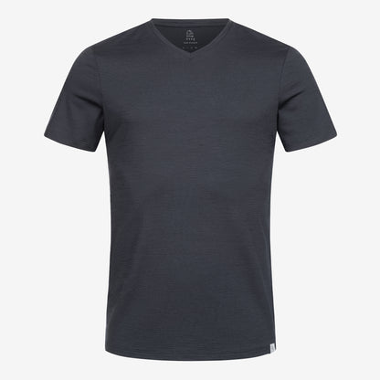 Merino Herren Shirt mit V-Ausschnitt Frontansicht von Tom Fyfe in Anthrazit 